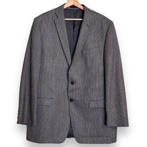 Calvin Klein Silk Wool Blend Houndstooth Two Button Blazer Men's Size 44L